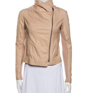 Vince Pink Leather Biker Jacket